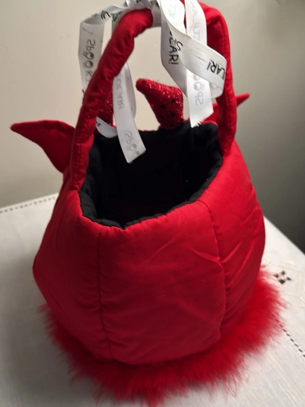 Red Monster Plush Treat Bag for Kids